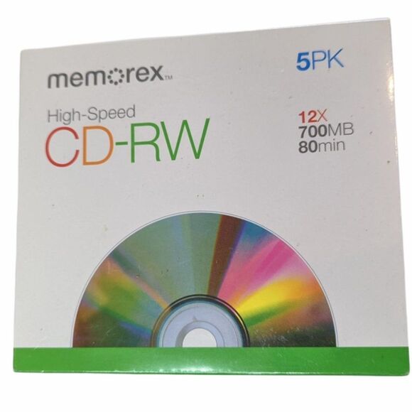 New In Box Memorex CD-RW High Speed 5PK - Picture 1 of 3